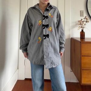 Gingham Tweety Bird Button Down